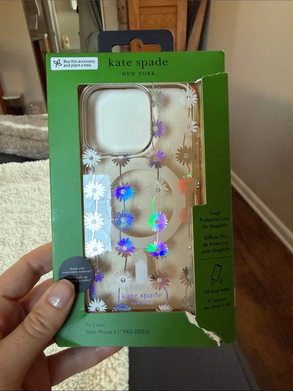 kate spade iPhone 15 Pro Floral MagSafe Case - Gold & Black Options